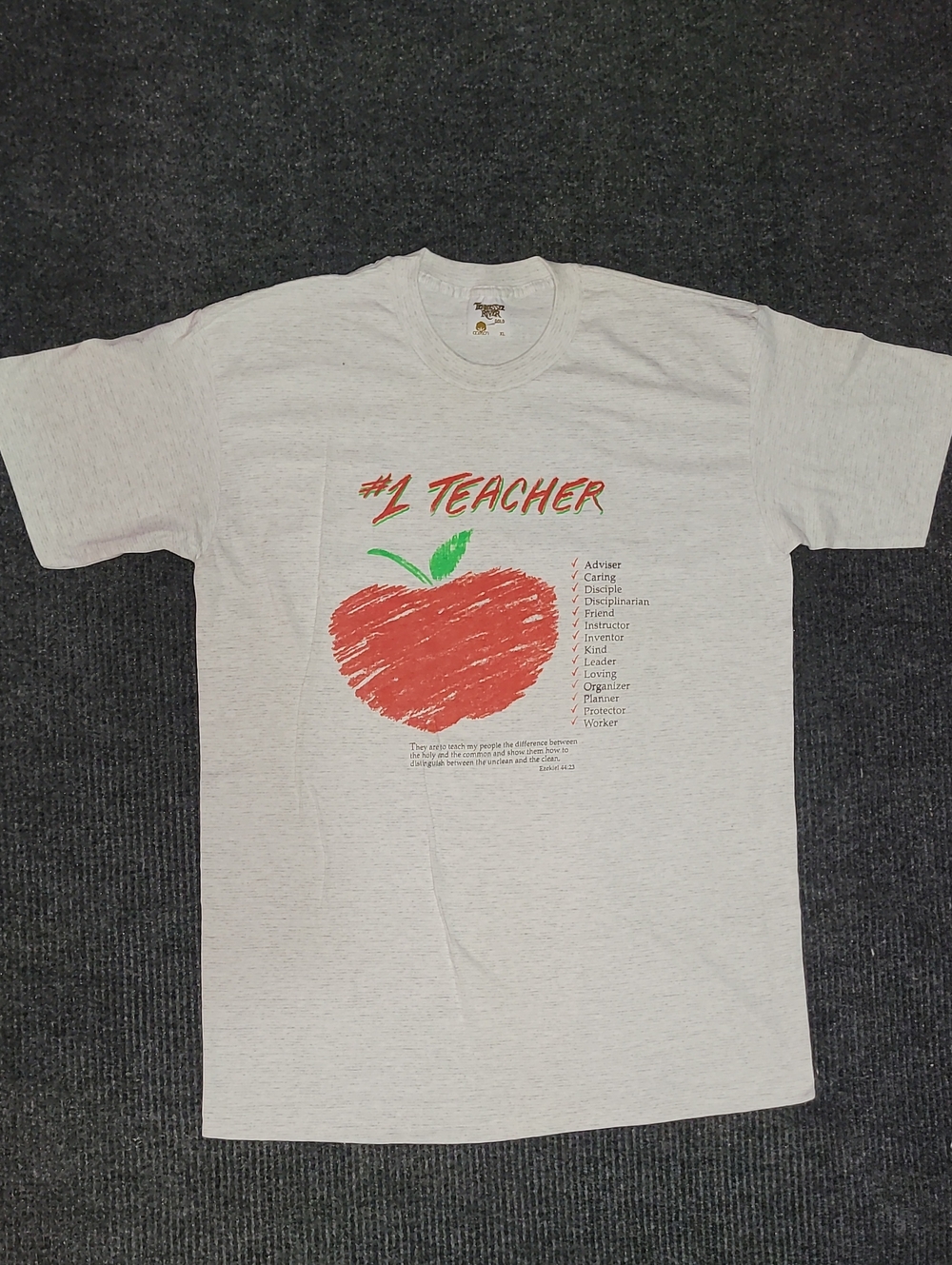 Made In USA. Vintage.  NEVER-WORN. #1 Teacher.  Singlestitch.XL